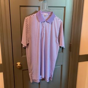 Peter Millar golf shirt, XL, lavender and white striped